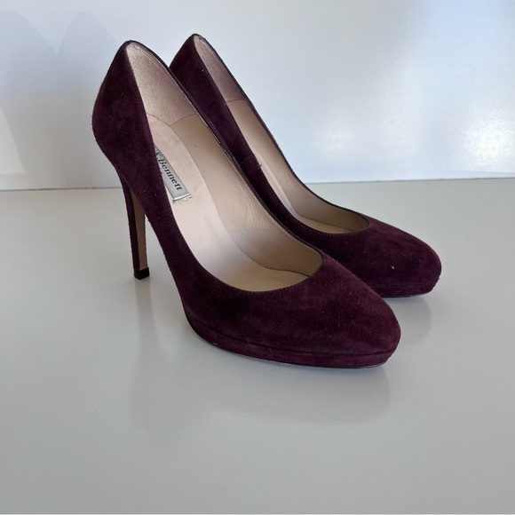 L.K. Bennett Sledge Oxblood Suede High Heeled Court Shoes - Picture 1 of 9